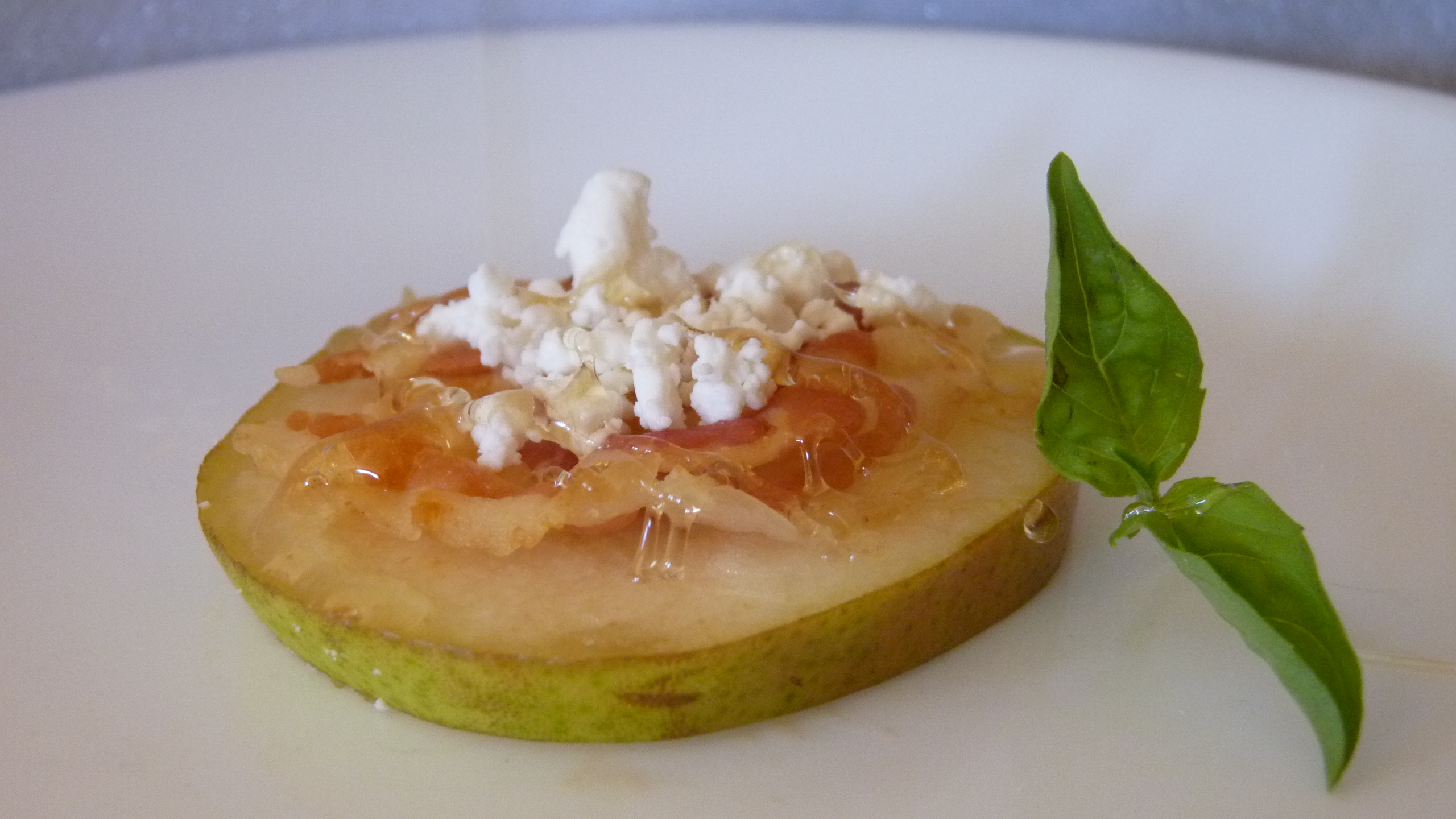 Pear Pancetta Crisps With Goat Cheese and Honey