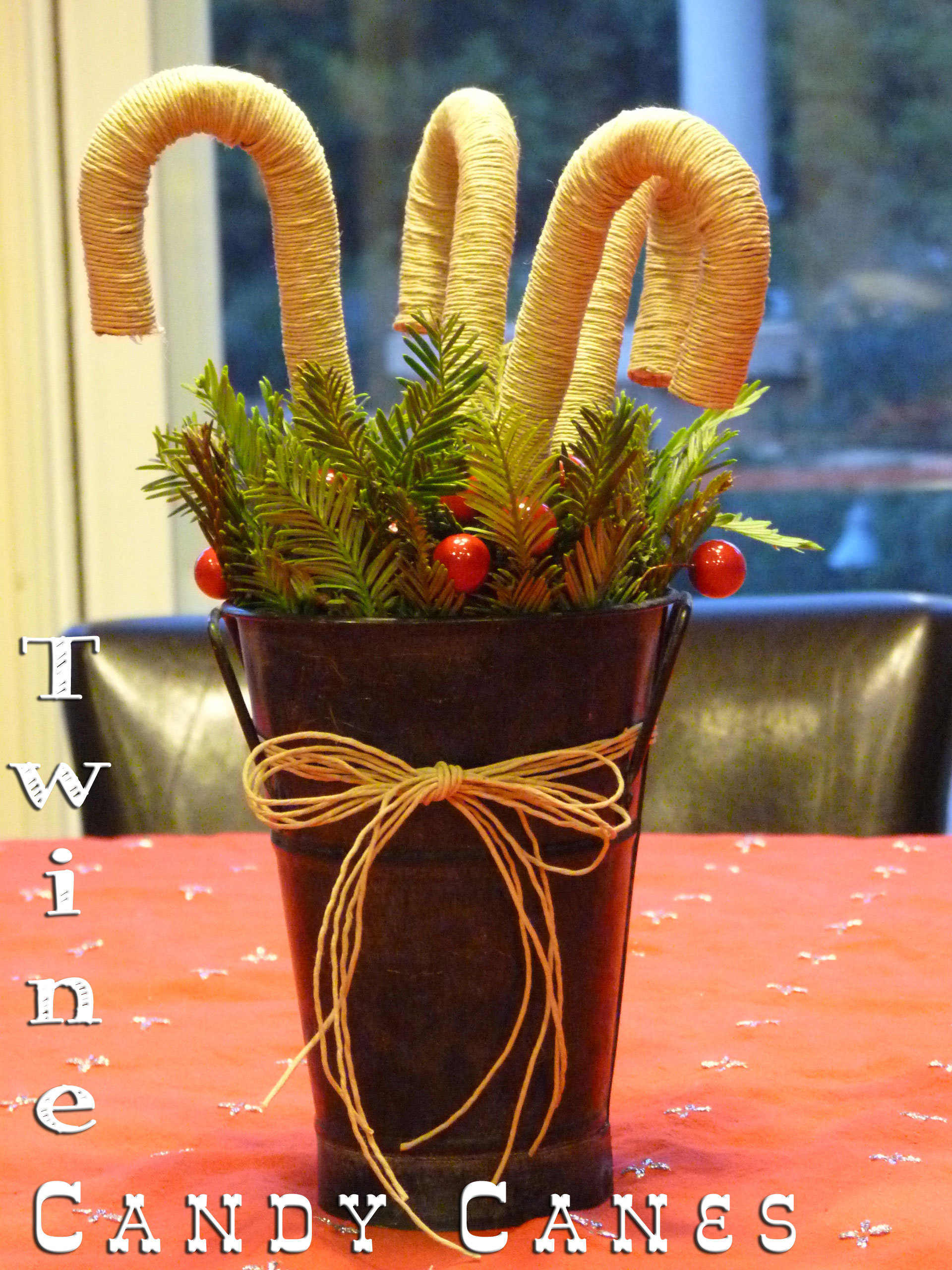 Twine Candy Canes are a quick, easy craft for Christmas decorating.