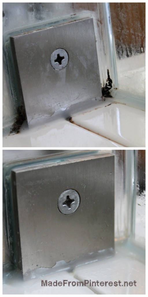 This is THE solution for shower mold in impossible to reach places. I didn't even have to scrub! MadeFromPinterest.net