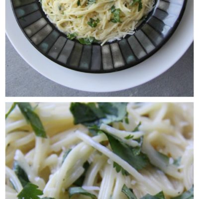 Creamy #Garlic #Pasta Collage - If you need a garlic fix then this recipe is for you! It is a fast easy meal! Tested first by MadeFromPinterest.net