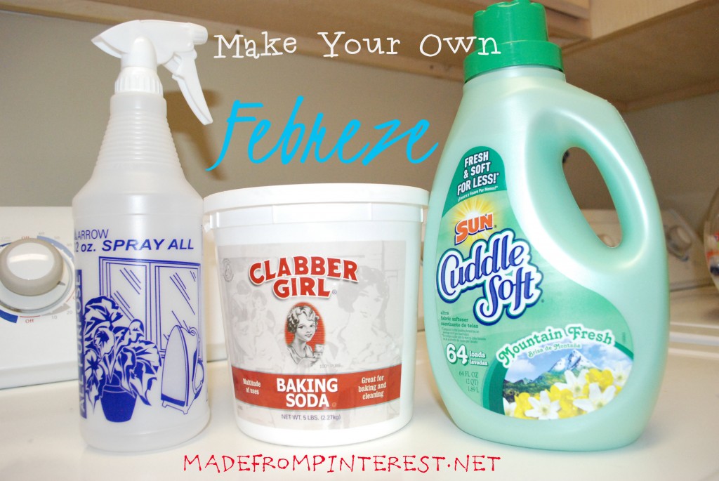 Make Your Own Febreze for approx $.15 a bottle! madefrompinterest.net