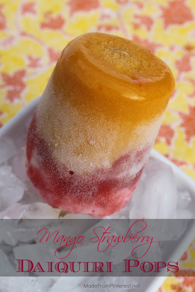 Mango Strawberry Daiquiri Pops from MadeFromPinterest.net