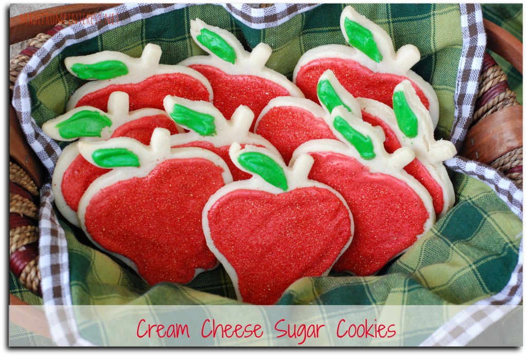 Cream Cheese Sugar Cookies.  Soft and moist - make some for when your kids come home from school today!  madefrompinterest.net #cookies