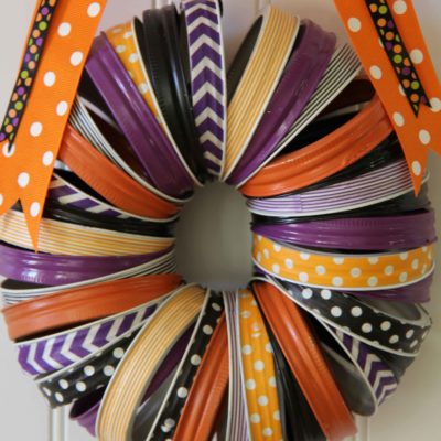 Halloween Washi Tape and Mason Jar Rings Wreath