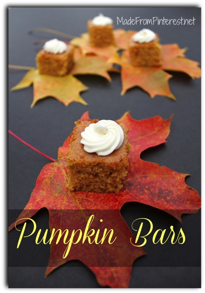 I look forward to fall every year because it is time to make these Pumpkin Bars with Cream Cheese Frosting