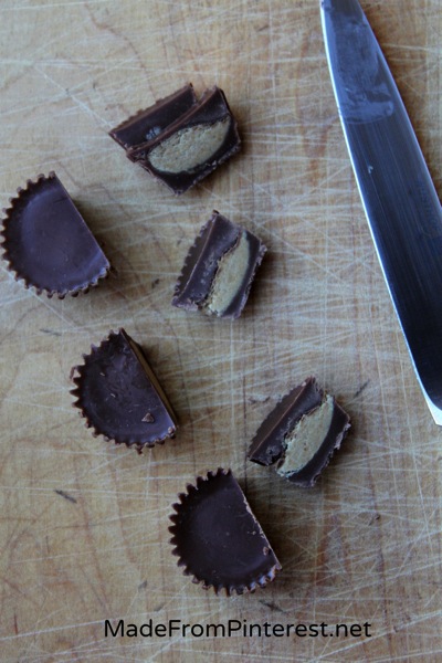 Oreo Turkey peanut butter cup cut