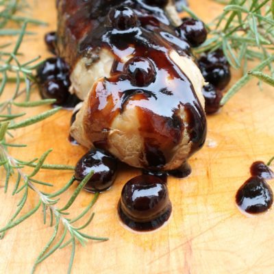 Blueberry Balsamic Glazed Slow Cooker Pork Tenderloin