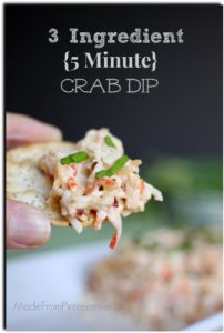 This 3 ingredient 5 minute crab dip is easy to make and is to die for!