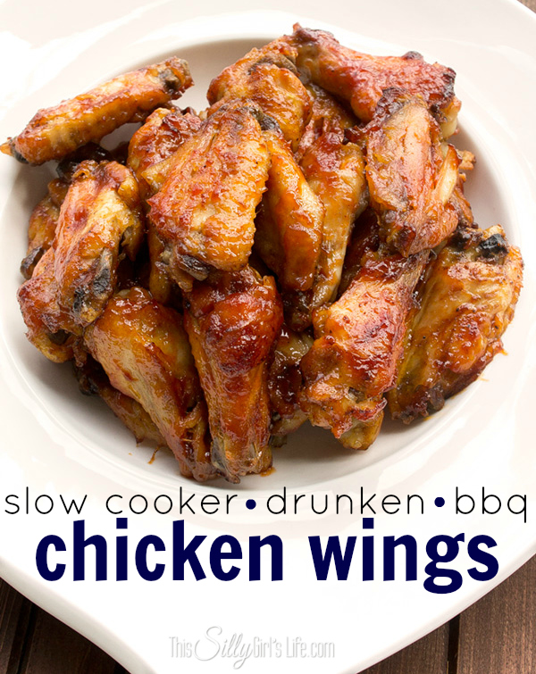 Slow cooker Drunken BBQ Chicken Wings