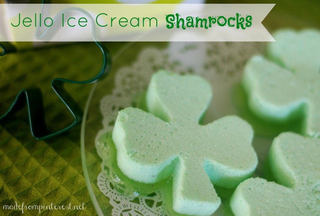 Jello and Ice Cream Shamrocks.  Kids will love making these Jello Treats!