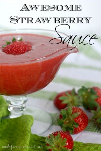 Awesome Strawberry Sauce. Great for cheesecakes, pancakes, waffles, or ice cream. But my favorite is using it to make Strawberry Lemonade