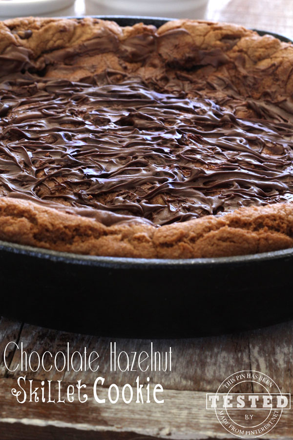 Chocolate Hazelnut Skillet Cookie - This is the BEST chocolate cookie I have ever had the pleasure of eating! #Nutella #Chocolate #Cookie #Recipe