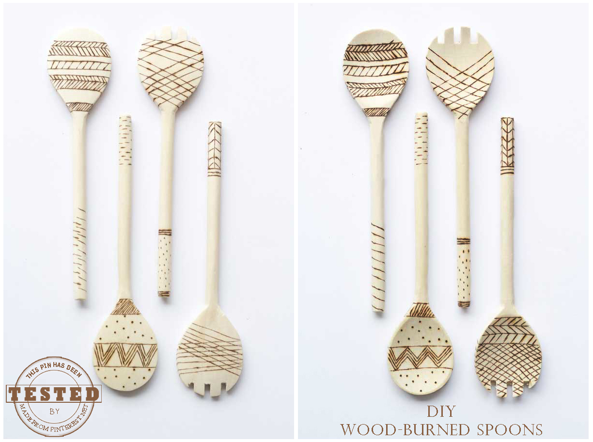 DIY Wood-Burned Spoons - I can't believe how easy and fun it was to make these darling wooden spoons from Darby Smart! I can't wait to make my next set. 
