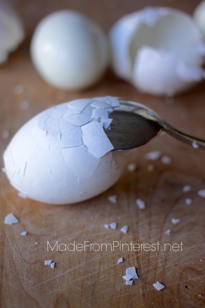 How To Peel An Egg With a Spoon - slide spoon under the membrane