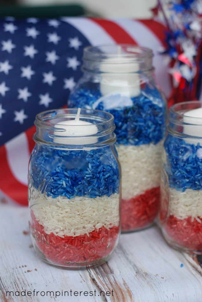 4th of July Mason Jar Candles.  So easy!