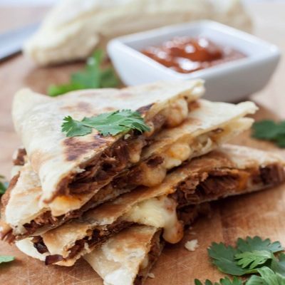 Mango BBQ Brisket and Brie Quesadillas