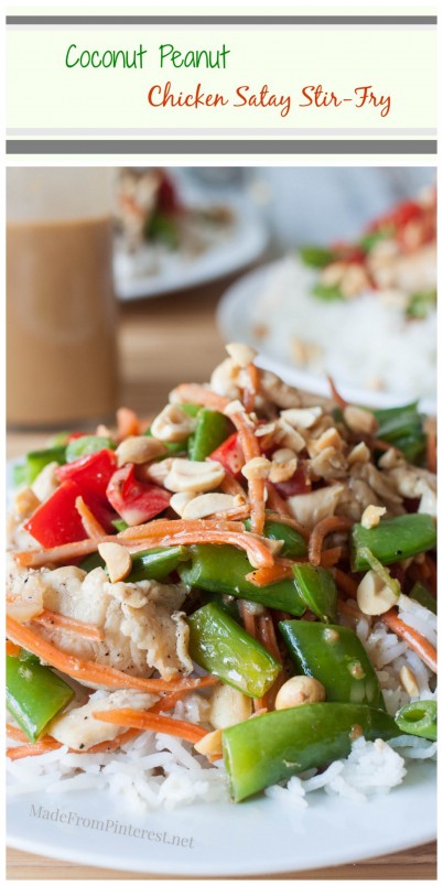 Coconut Peanut Chicken Satay Stir-Fry - 30 minutes to a crunchy, creamy, healthy dinner!