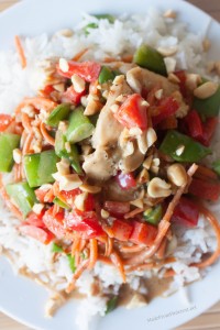 Coconut Peanut Chicken Satay Stir Fry - Creamy, crunchy, healhty, 30 minutes!