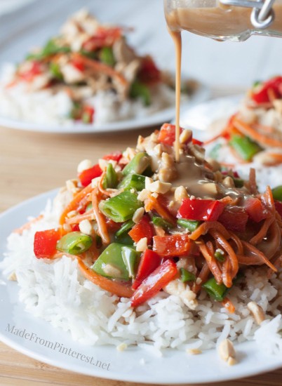 Coconut Peanut Chicken Satay Stri Fry - 30 minutes to a flavorful, healthy dinner that tastes amazing!