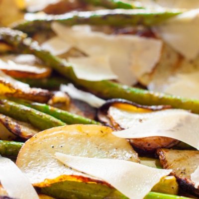 Grilled Potatoes Asparagus Basil Parmesan