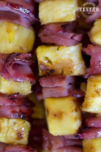 Glazed Ham and Pineapple Kabobs - This appetizer is quick and easy to make. The brown sugar coconut glaze is what makes these kabobs truly amazing. They are the perfect addition to any BBQ!