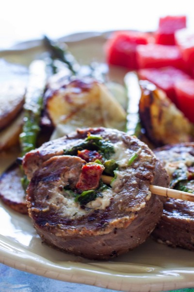 Stuffed Flank Steak Kabob - Really flavorful and look delicious!