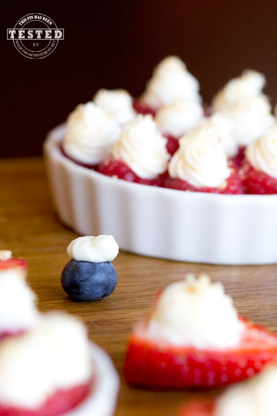Deviled Berries - Strawberries, raspberries and blueberries filled with a lemon cream cheese and whip cream filling. The lemon flavor really gives this light fruit filling the perfect tangy flavor!