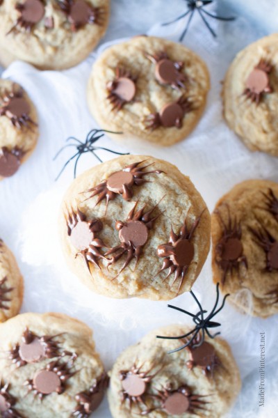 Chocolate Chip Spider Cookies - Chocolate chip cookies transformed into a spider infested Halloween treat!