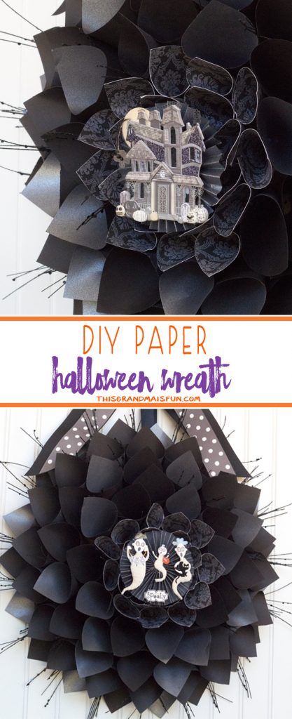 Halloween Wreath - Making this Halloween wreath is easy and fun. Hard to believe something this beautiful is made up of mostly scrapbooking paper!