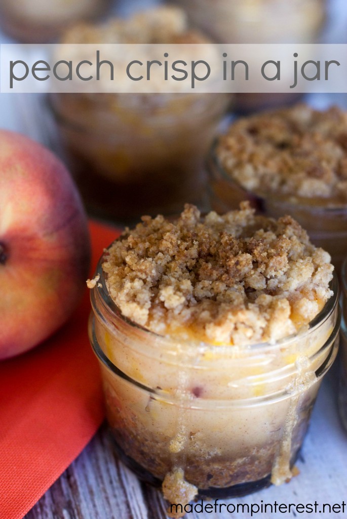 Peach Crisp in a Jar.  So cute!