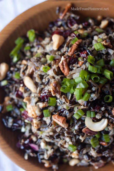 Cold Rice Salad for Fall-Could eat bowlfuls of this by myself! Nuts, wild rice, cranberry and orange are amazing together!