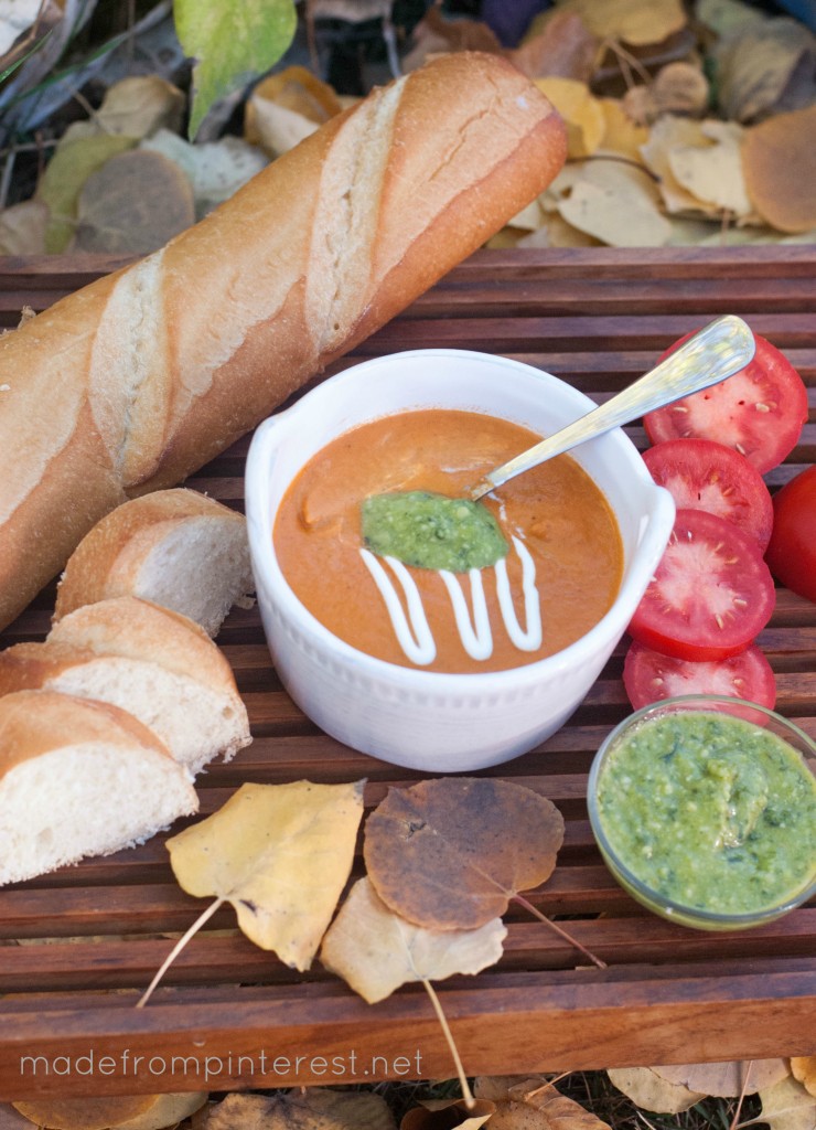 Tomato Basil Soup.  Because you blend this in a blender, this Tomato Soup is creamy beyond compare!