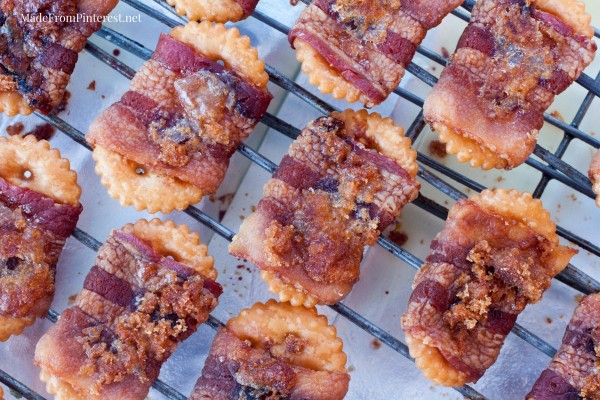 Brown Sugar Bacon Wrapped Crackers are for those who are serious about party food. These satisfy the salty, sweet category. Easy prep and made ahead, it is perfect for a New Year’s Eve party and great tailgating food! Only 3 ingredients!