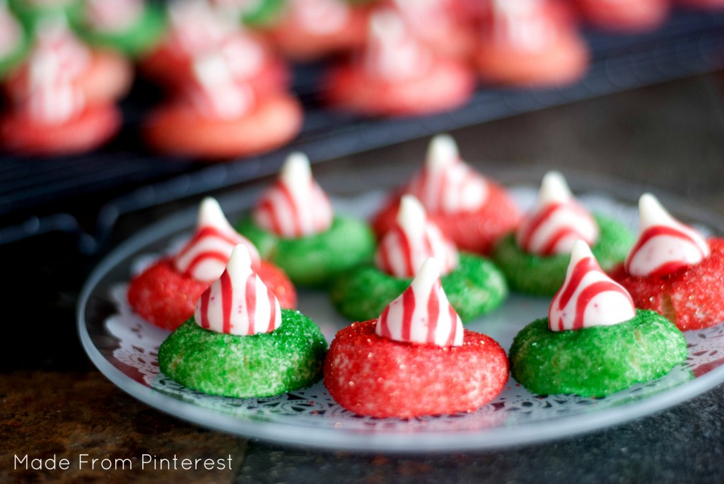 Candy Cane Blossom Cookies. Love the bright red and green of these cookies!