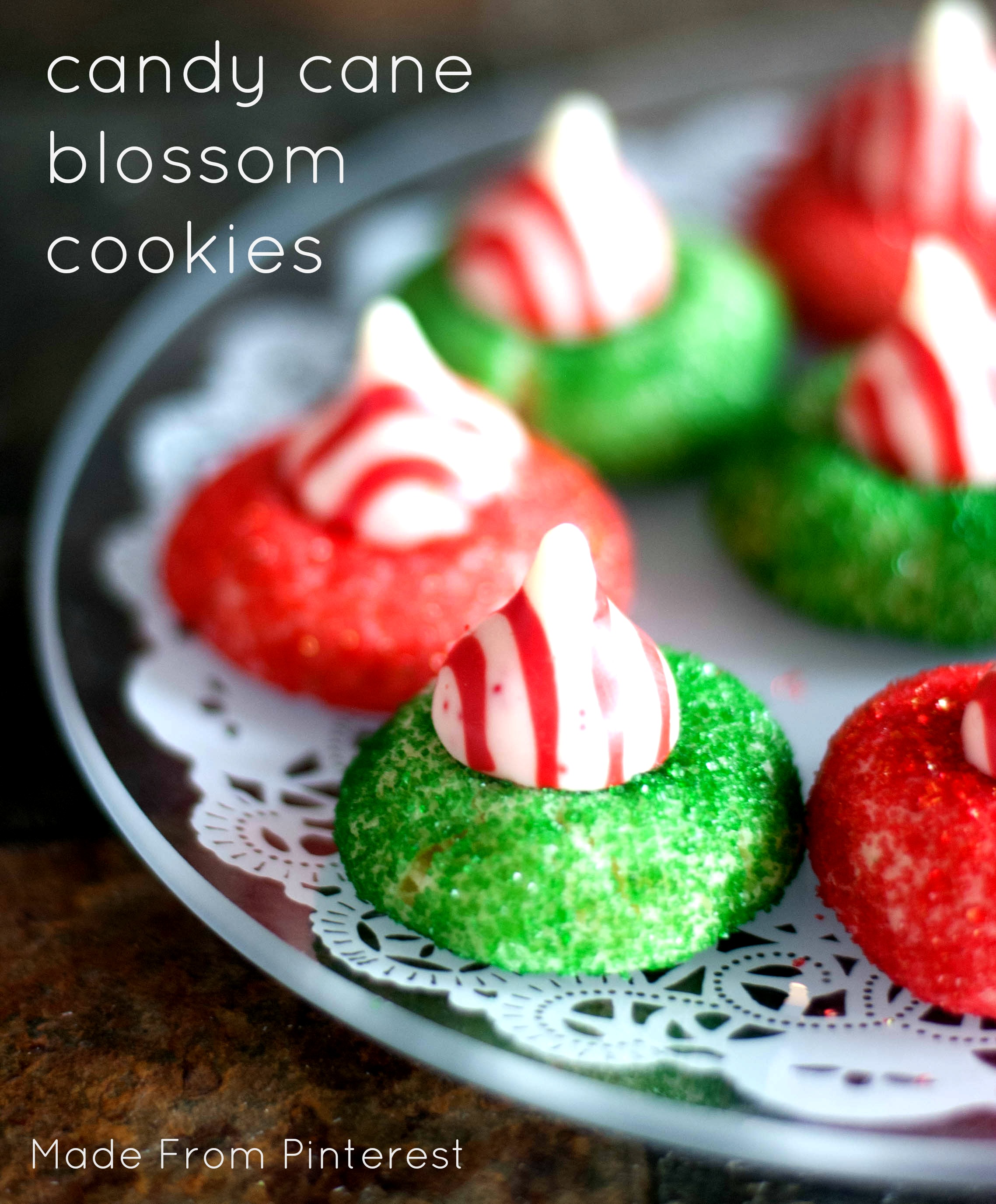 Candy Cane Blossom Cookies. So bright and cheery and SO easy to make!