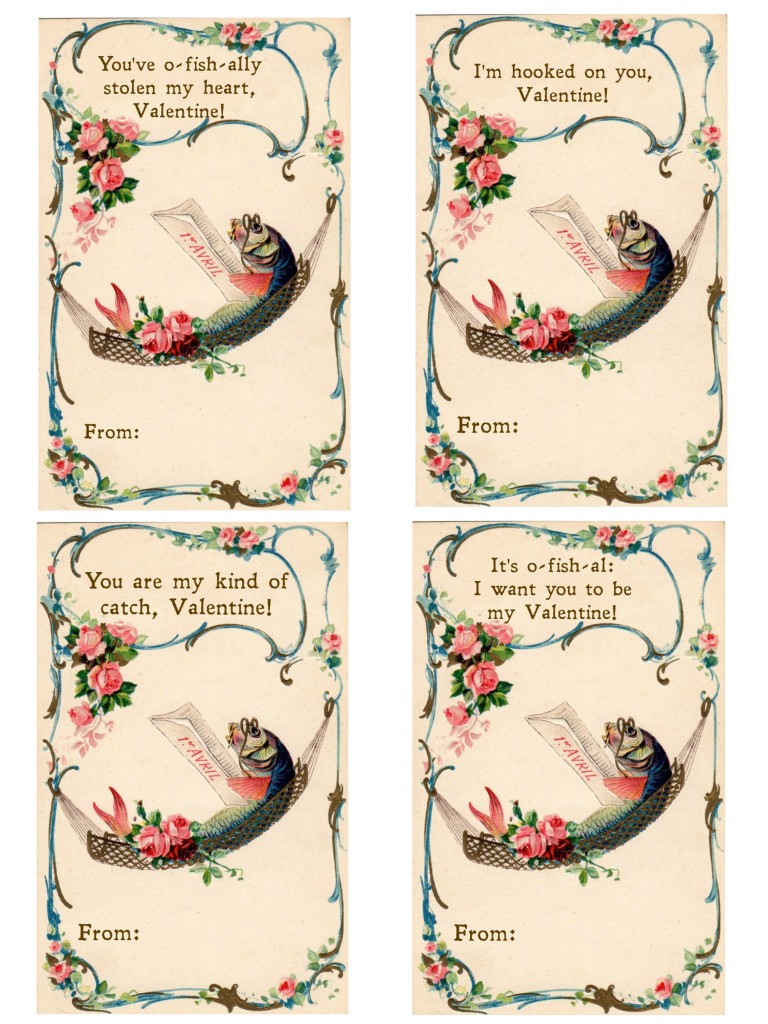 Fish Valentine Printable Cards Small