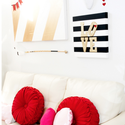 Valentines Glitter and Stripes Wall Art