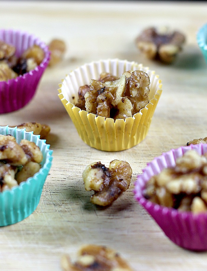 Maple Glazed Walnuts Recipe in the slow cooker. So simple and delicious as a snack or in salads.