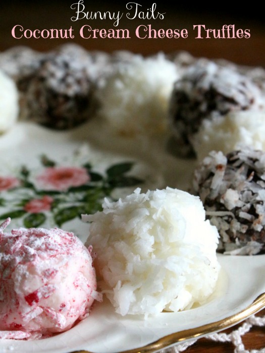 coconut cream cheese truffles look like cute little bunny tails! 