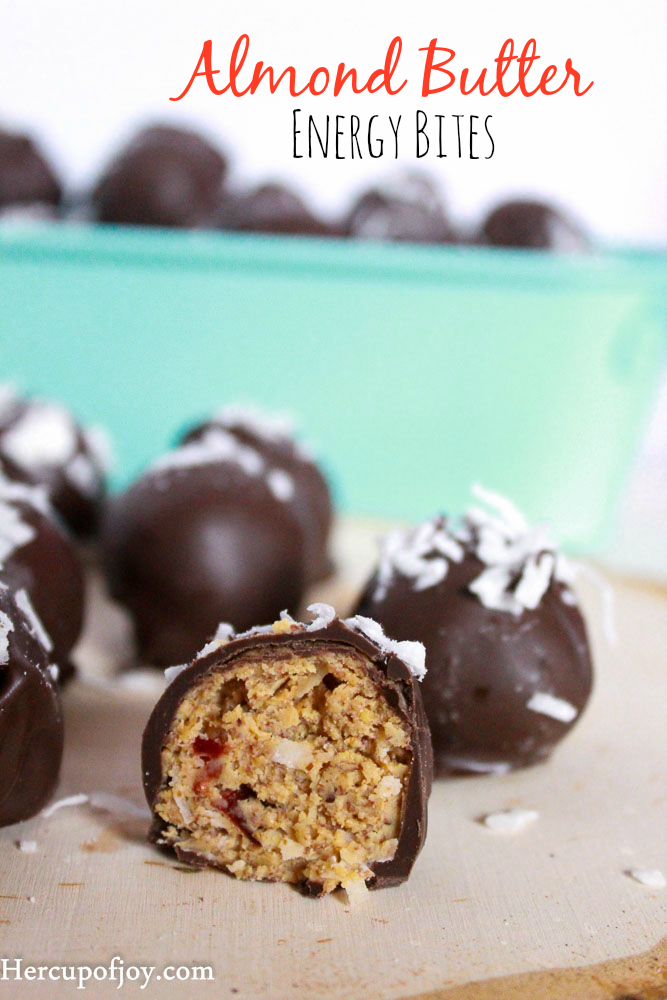 Almond Butter Chocolate Cherry Coconut Bites - Her Cup of Joy-
