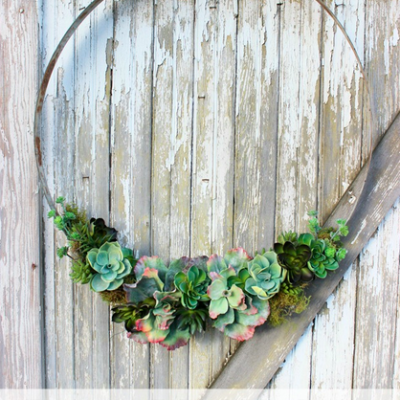 Wine Barrel Ring Succulent Wreath