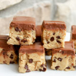 Irresistible Peanut Butter Cookie Dough Bars: The title of this post explains these bars perfectly; irresistible chewy, soft cookie dough bars with mini chocolate chips and a hint of peanut butter, topped with a luscious chocolate peanut butter ganache topping.
