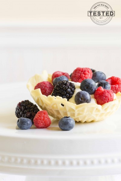 Mascarpone cream filled pizzelle cups topped with berries. Now that's a summer dessert!