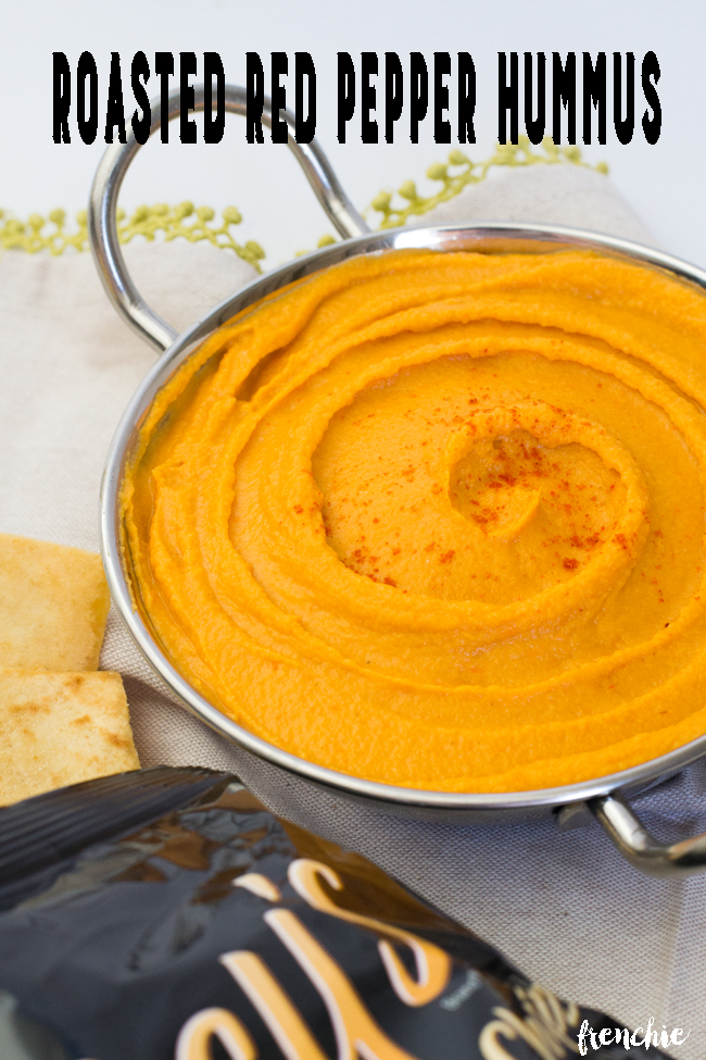 Make this easy and delicious Roasted Red Pepper Hummus. By Frenchie for Made From Pinterest