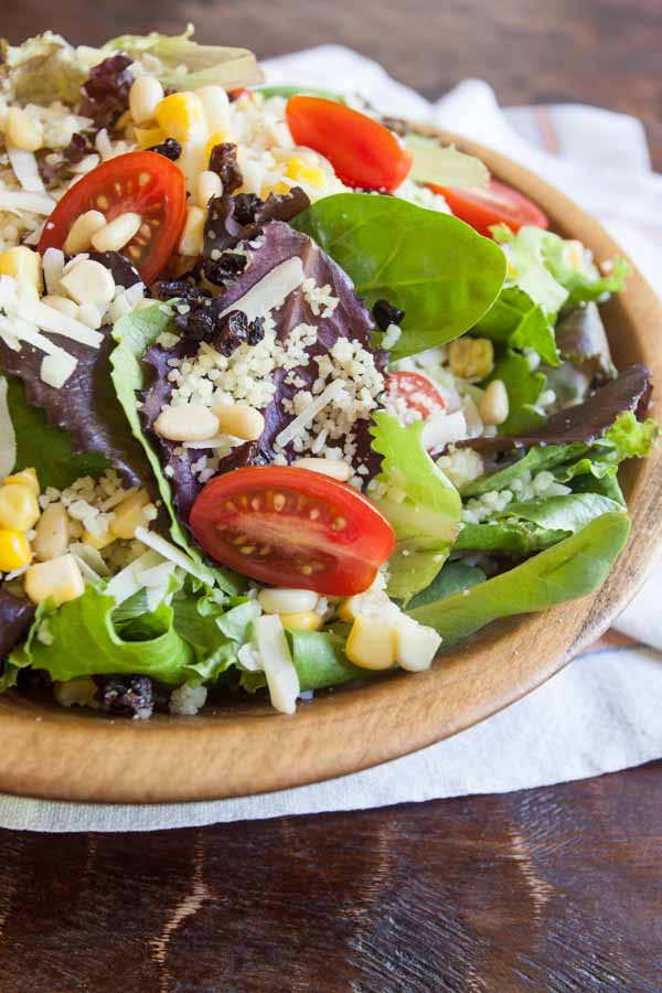 This Italian Salad is filled with nuts, veggies, asiago cheese and couscous. Did I mention the dried blueberries? You HAVE to try this! Instant favorite!