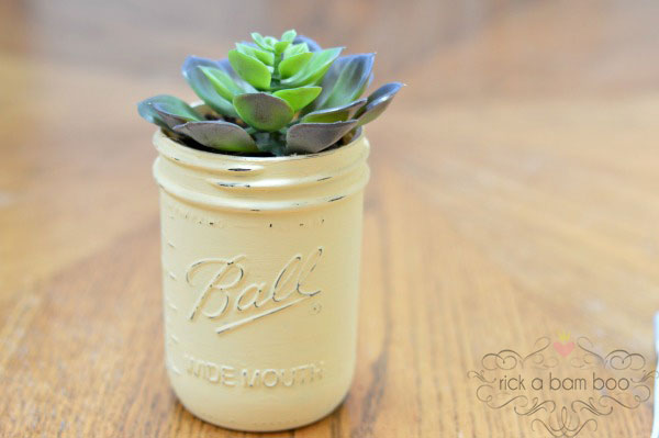 Chalk Painted Succulent Jar