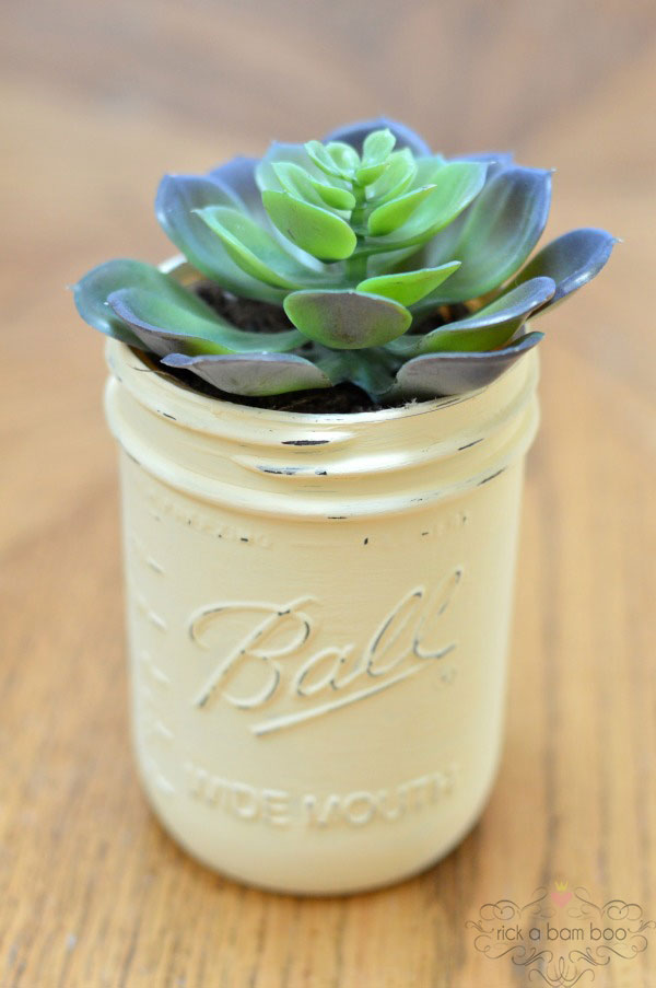 Chalk Painted Succulent Jar