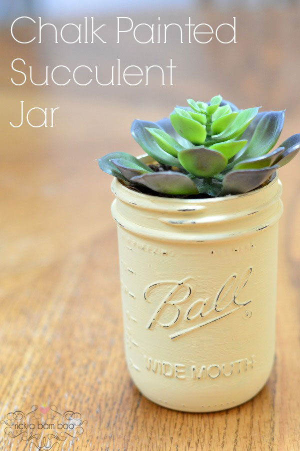 Chalk Painted Succulent Jar