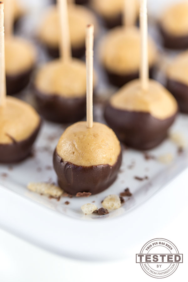  Krispie Buckeye Candy Recipe. These are quick and so easy to make. The perfect combination of peanut butter dipped in chocolate, with a surprise ingredient making them the best Buckeye Candy you will ever eat!