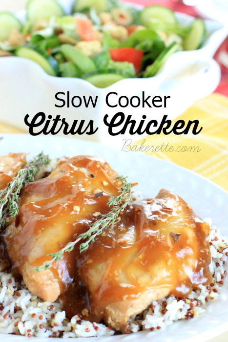 This Slow Cooker Citrus Chicken recipe is super easy for a weeknight meal! It has a hint of summer citrus with the coziness of a warm meal.